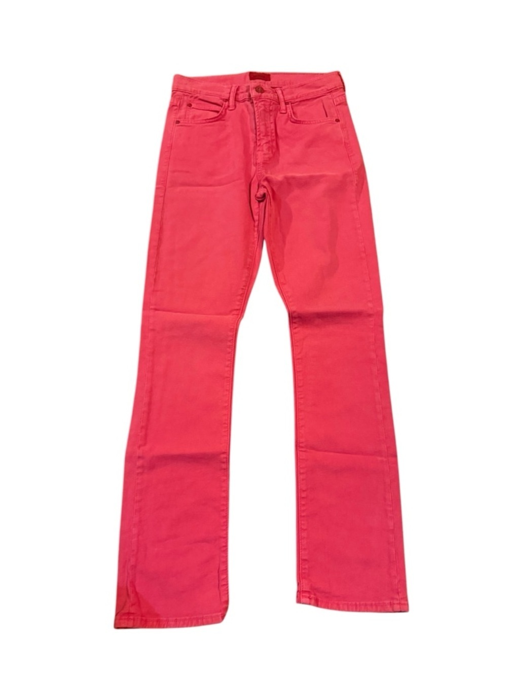 MOTHER Bright Coral-Pink Wide Leg Jeans